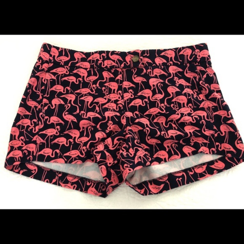 J. Crew factory navy and pink flamingo shorts